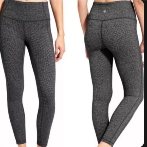 Athleta pattern Leggings Gray Harringbone Pattern S Athleisure Yoga Sporty - Picture 1 of 9